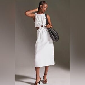 NWT En Saison White Cut-Out Midi Dress size Small